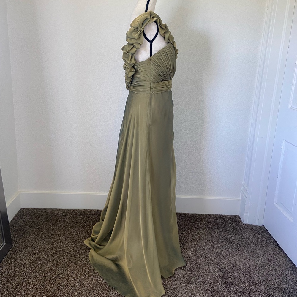 Vintage Mac Duggal Green Ruffle Gown Size 14 - Picture 3 of 12